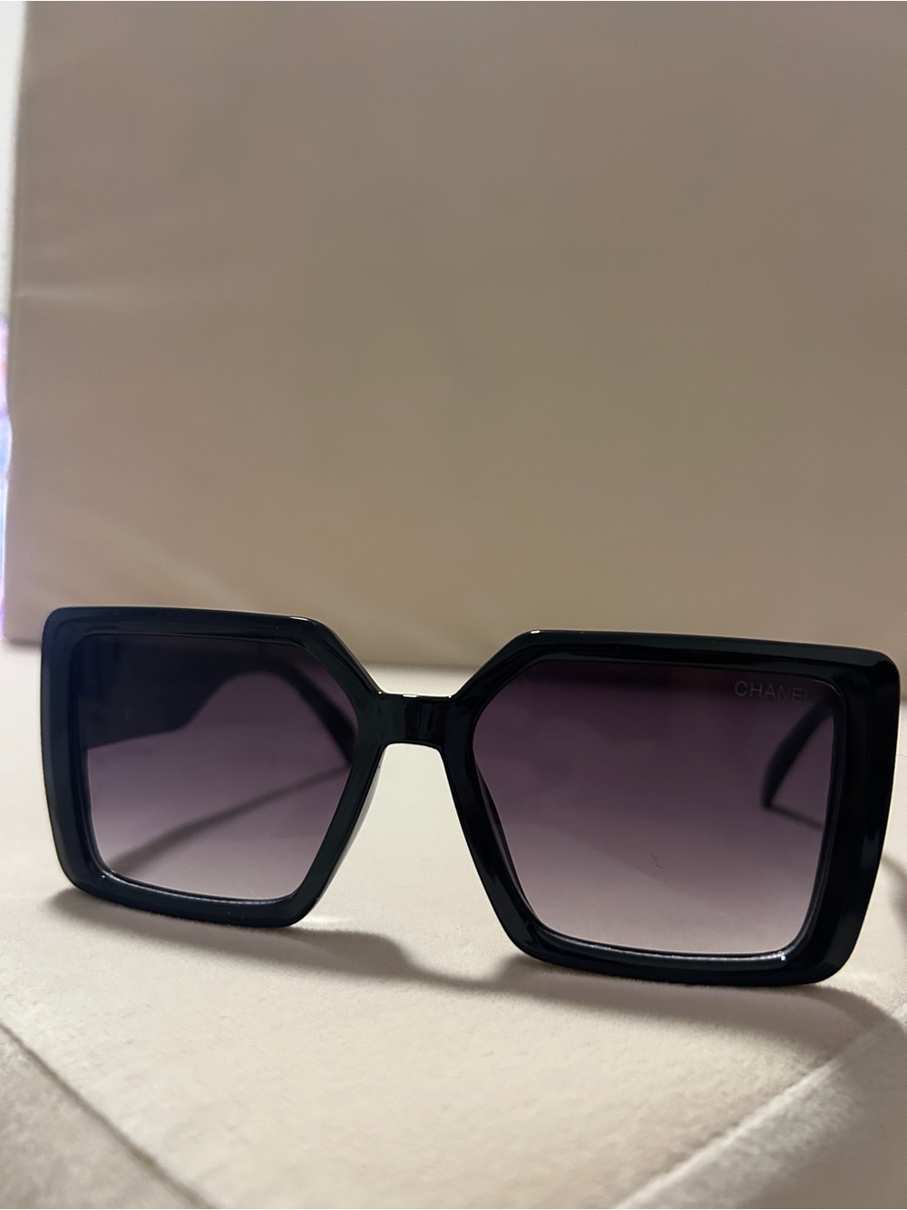CHANEL Black Sunglasses with Gold CC Accent - Picture 2 of 3